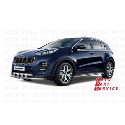 Защита переднего бампера двойная с пластинами Ø63/63мм (НПС) KIA Sportage (2016-) Защита переднего бампера двойная с пластинами Ø63/63мм (НПС) KIA Sportage (2016-)